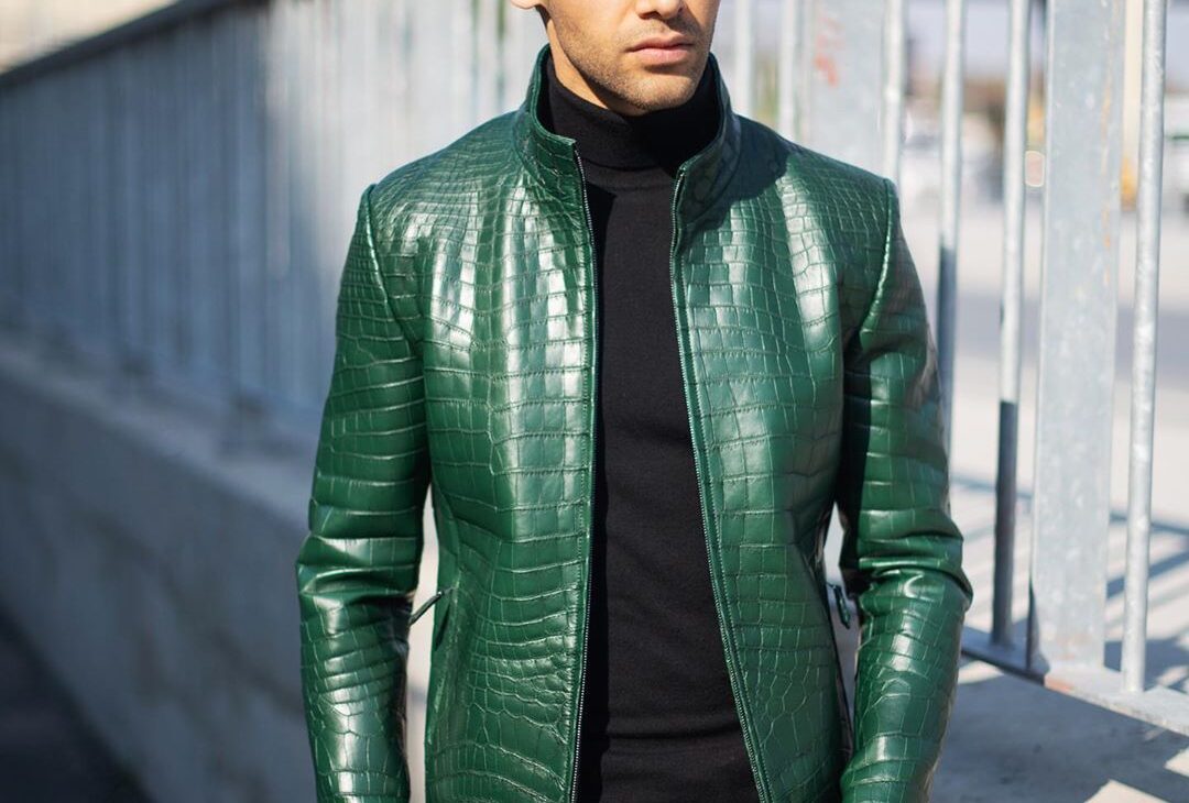 green leather jacket mens